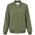 thumbnail image 5 of Chiccall Womens Plaid Bomber Jacket Fashion Zip‑Up Long Sleeve Loose Casual Coat Lightweight Outerwear Army Green M, 5 of 8