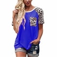 thumbnail image 1 of Qarigey Camiseta de mujer Blusa de cuello Blusa Estampado Estampado Top de manga corta Prendas para la parte del cuerpo Azul M, 1 of 3