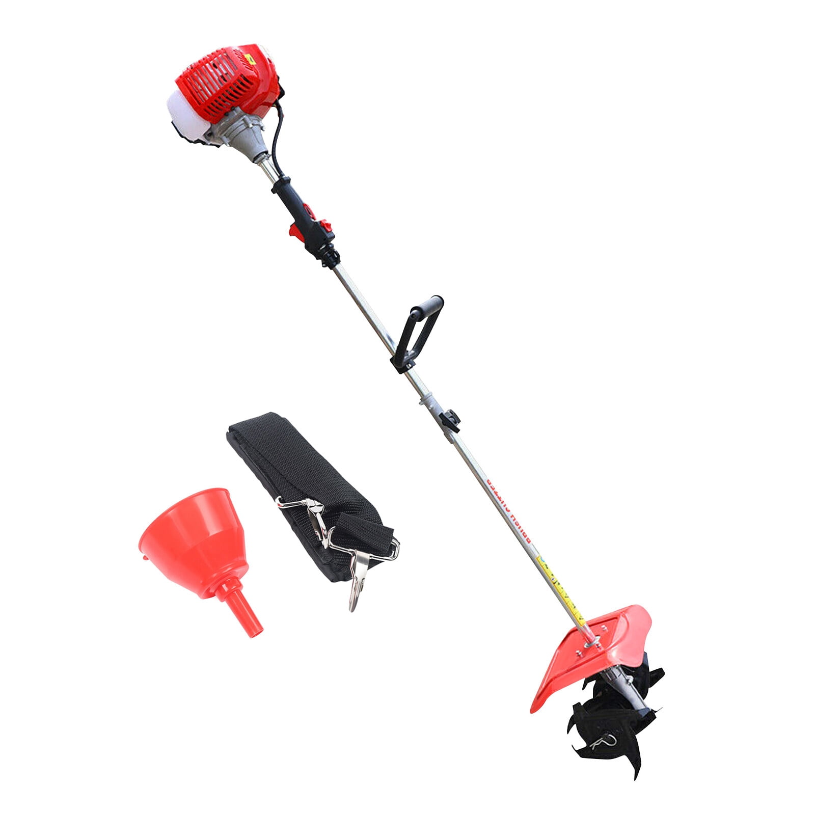 51.7CC 2-Stroke Long Pole Mini Gas Tiller, 9" Working Width Cordless Handheld Weeding Soil Loosening Machine for Garden Farm