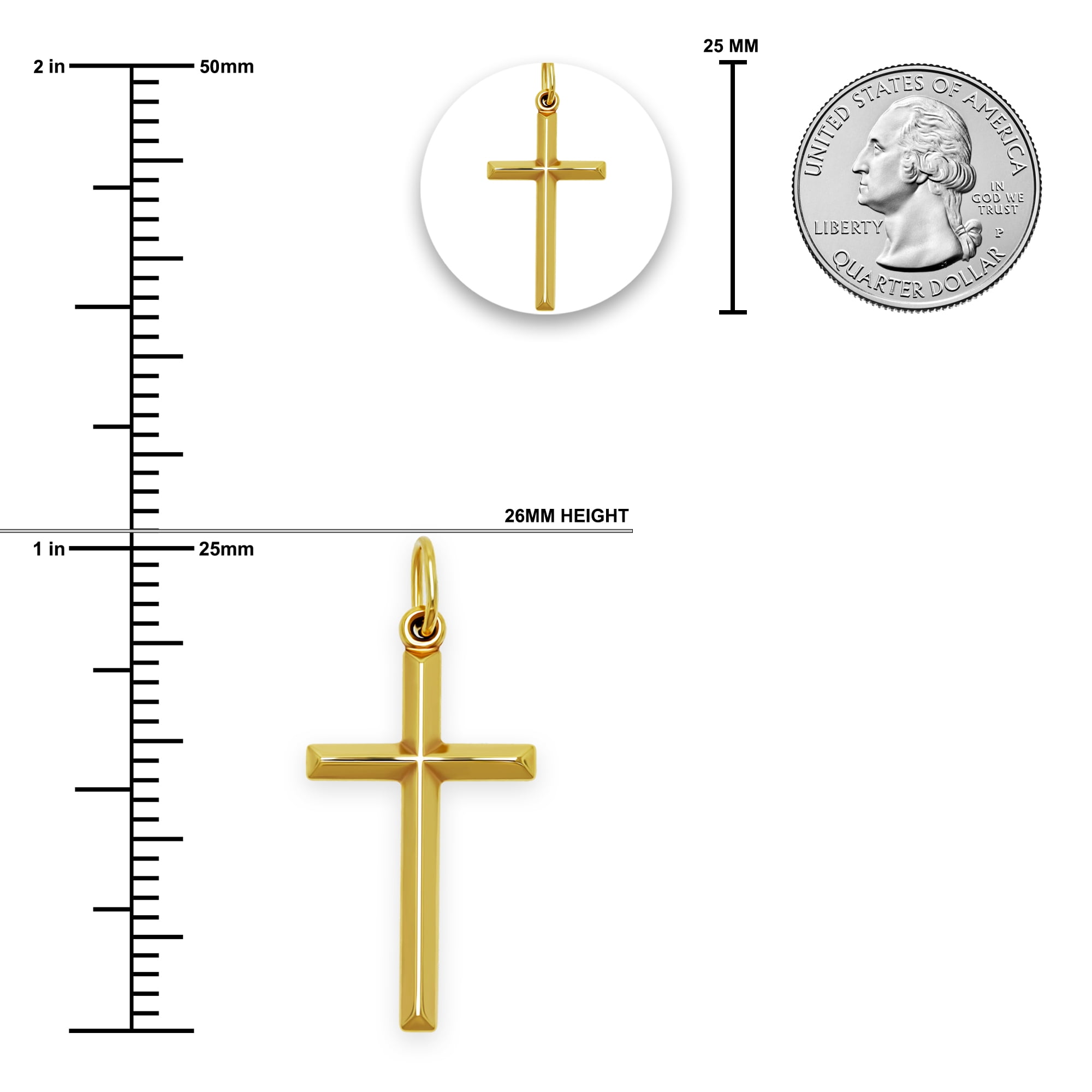 Gold Cross Charm Pendant - 10 Karat Gold - Religious Cross Charm - Cross Jewelry