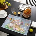 thumbnail image 3 of Happy Easter Placemats Set of 4, Spring Easter Eggs Bunny Floral Blue Wood Placemats for Dining Table, Place Mats for Kitchen Tabletop, Waterproof Wipeable Dining Table Mats Set, 3 of 9