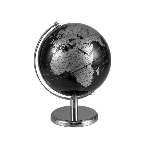 Barara King 8" World Globe for Students with Clear and Easy-to-read Painting, Decorative Tabletop Earth Globe for Learn Earth Geography, Kids School, Home Office, Desktop Display, Silver