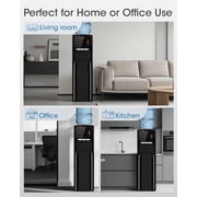 UrbanSync Top Loading Water Cooler Dispenser with Ice Maker, for 3 or 5 Gallon Bottle, Ice/Hot/Room/Cold, with Child Lock & Energy-efficient, Black