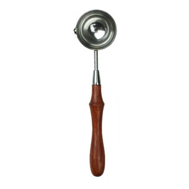 Cuchara de fusión con sellado de cera Mango de madera Cuchara de cobre plateado Hacer sello de cera Herramienta de sellado de sobres de regalo Inevent EL4407-04B