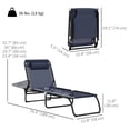 thumbnail image 2 of Set of 2 Folding Lounge Chairs, 4-Position Adjustable Reclining Chaise Lounger with Headrest, Breathable Mesh & Steel Frame, for Beach, Camping, Poolside, Dark Blue, 74.4"L, 2 of 7