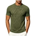 thumbnail image 2 of TKKCS Mens Slim Fit Crew Neck T Shirts- Lightweight Geometric Print Summer Casual Short Sleeve Basic Tees Army Green Size S, 2 of 6
