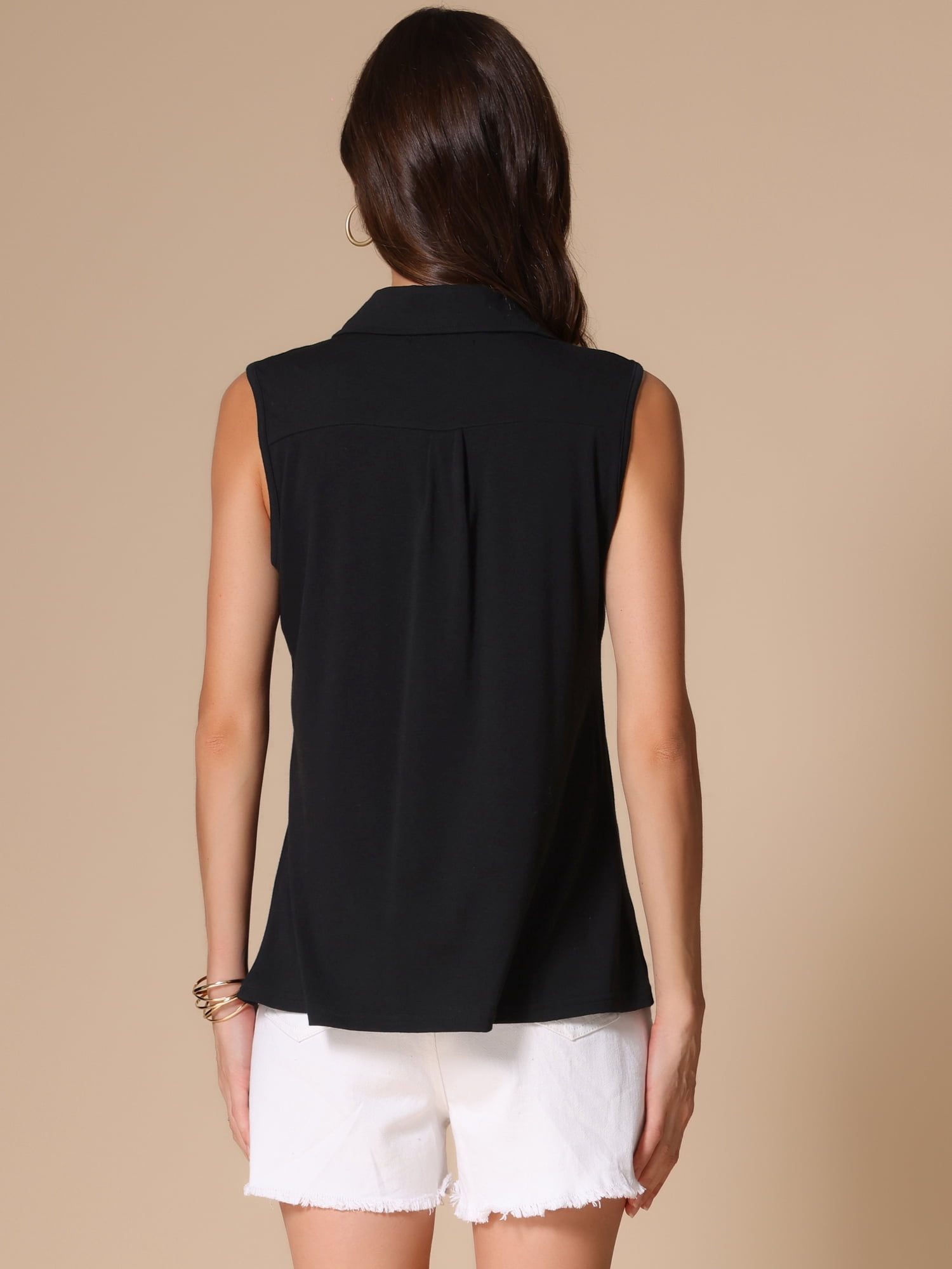 DARING DIVA Women's Sleeveless V Neck Solid Loose Casual Top L Black