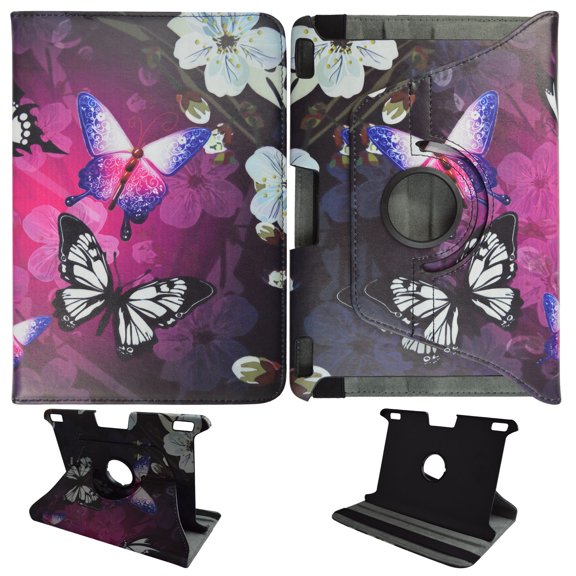 White Flower Butterfly Kindle Fire HDX 8.9 inch PU Leather Folding Tablet 360 Rotating Case Slim fit Folio standing protective rotating Smart Cover