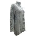 thumbnail image 3 of VISgogo Vestido de punto de otoño para mujer, vestido de suéter corto ajustado de cuello alto de manga larga de jacquard torcido de color sólido VISgogo  moda, 3 of 6
