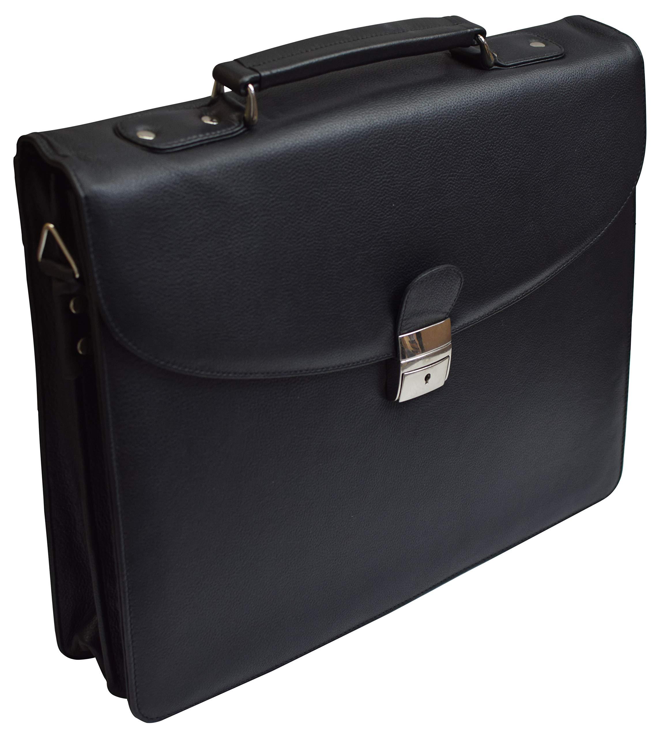 Leather Briefcase for Travel Office Business 15 inch Laptop Messenger