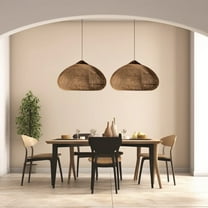 UEEYAC Wabi Sabi Style Retro Dining Room Chandelier Rattan Zen Pendant Light