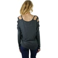 thumbnail image 3 of ToBeInStyle Women's Cutout Shoulders and V-Neck Long Sleeve Top, 3 of 7