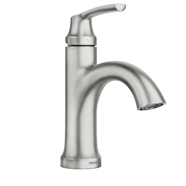 Grifo de baño Moen Wellton de una sola manija en níquel cepillado