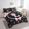 thumbnail image 2 of Manfei Kawaii Bow Personalized Initial L Bedding Comforter Set 7-Piece for Girls,Cartoon Pearl Bowknot Alphabet King Bedding Sets for Kids Teens,Pink Reversible,Microfiber Bedroom Decor, 2 of 7