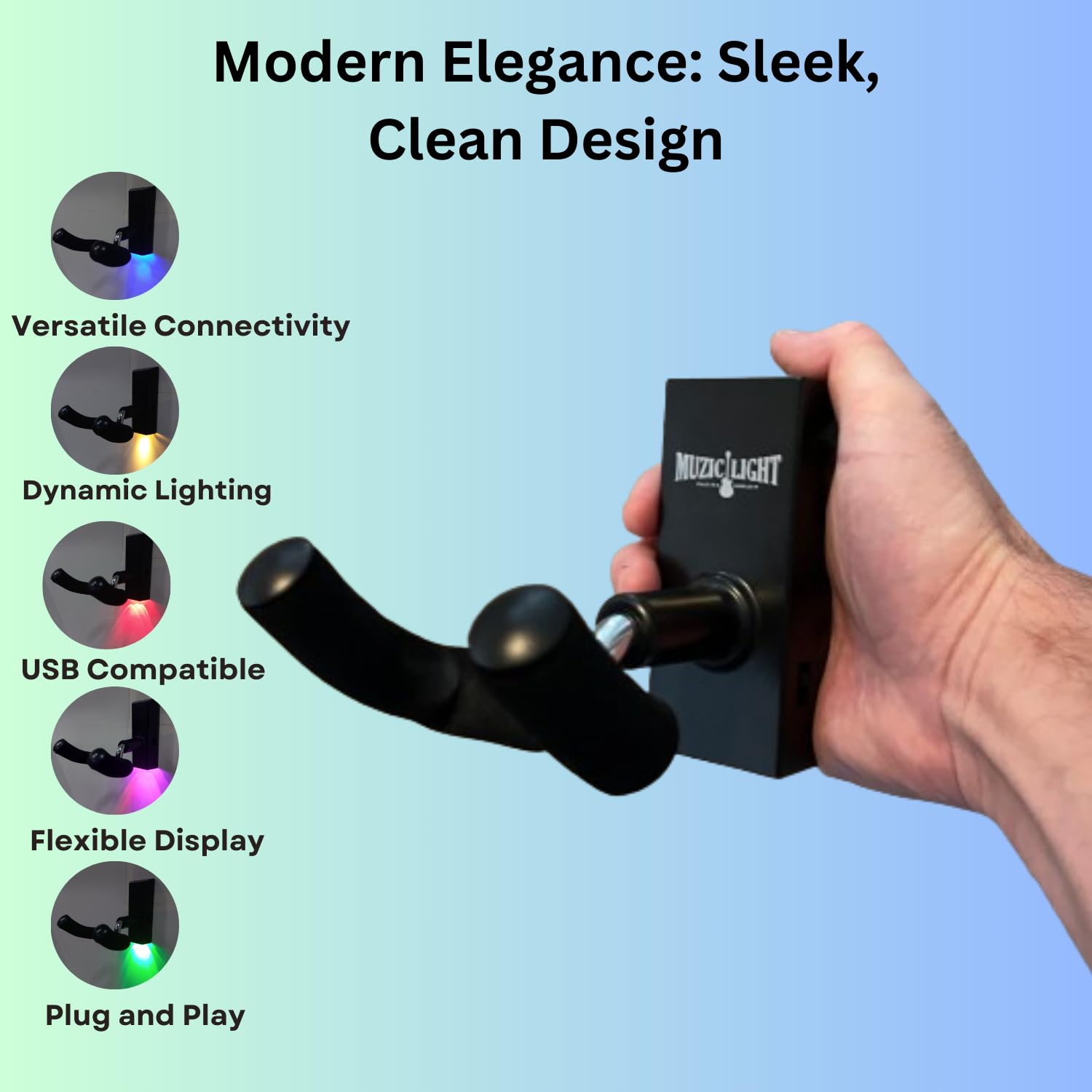 MuzicLight Guitar Wall Hanger - Blue