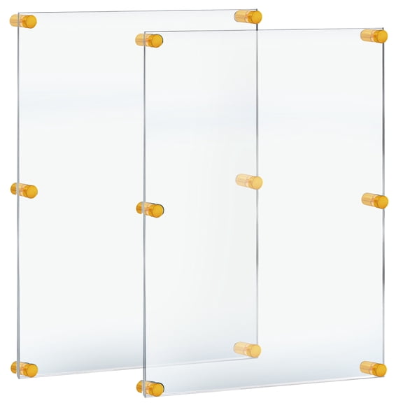 Floating Acrylic Wall Frame with Gold Stand Off Caps: 24" x 36" Graphic Size, Overall Frame Size: 28" x 40"