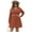 Caramel, variant on Women's Plus Size Ribbed Buttoned V Neck Long Sleeve Dress with Stretch 95% Polyester 5% Elastane For Work Or Casual