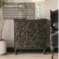 thumbnail image 2 of COZAYH 2 Door Farmhouse Storage Cabinet with Embossed Distressed Flower Motif, Vintage Side Table for Living Room, Bedroom, Boho, Black, 2 of 8