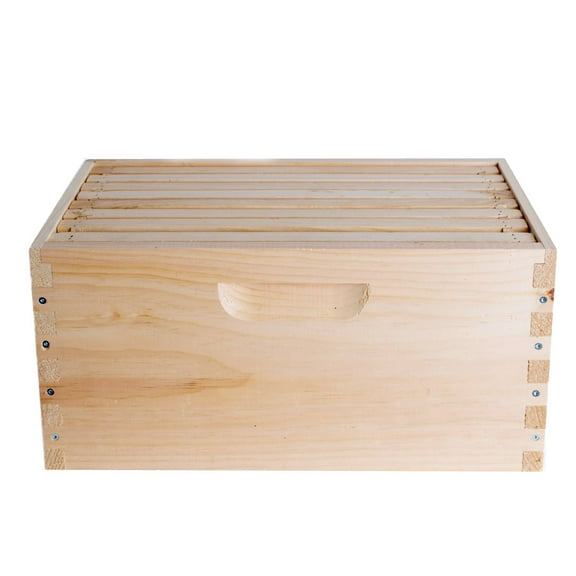 Stoney Acres Beekeeping Beehive Box, 8 Frame Deep Assembled Super or Brood Honeybee Hive Box with Beeswax Foundation Frames, Amish Made