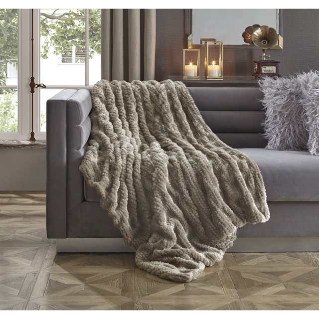 Inspired Home Zaira Knit Throw Extra Soft, Silk Touch 50"x60", Brown