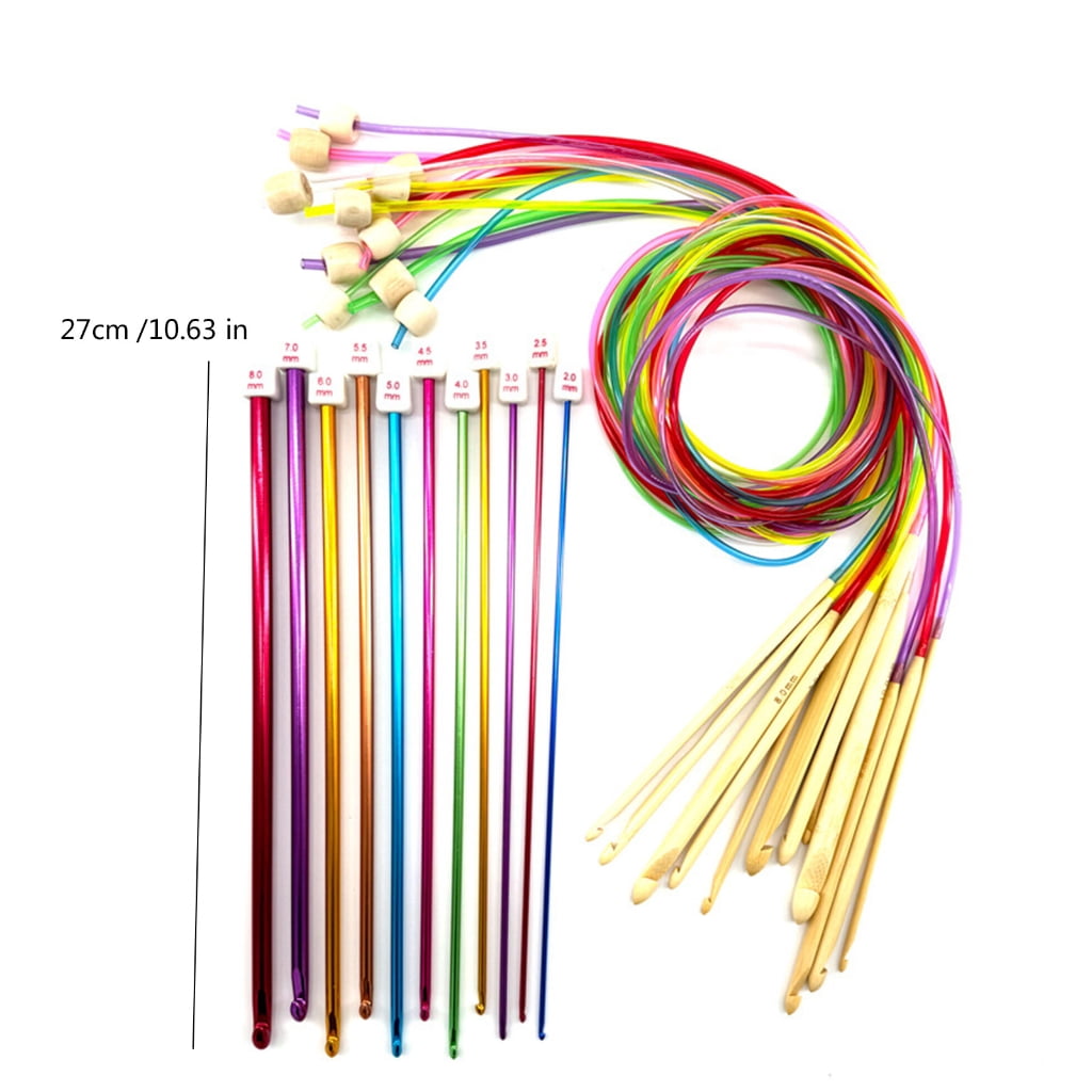 Geemin 23 Pcs Colourful Tunisian Crochet Hook with Rope Afghan Long Crochet Hooks