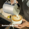 thumbnail image 5 of Milk Frothing Pitcher, 12 oz Stainless Steel Espresso Latte Cup, Steamer Froth Pitchers Milk Jug Cup, Milk Frother Cup, Espresso Machine Accessories Barista Tools Jug for Coffee with Latte Art Pen, 5 of 8