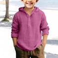 thumbnail image 2 of Tigivemen Hoodied Henley Shirts for Boys Long Sleeve School Shirt with Buttons Casual Beach Jacket Tshirts Dark Purple Size 8-9 Years, 2 of 4