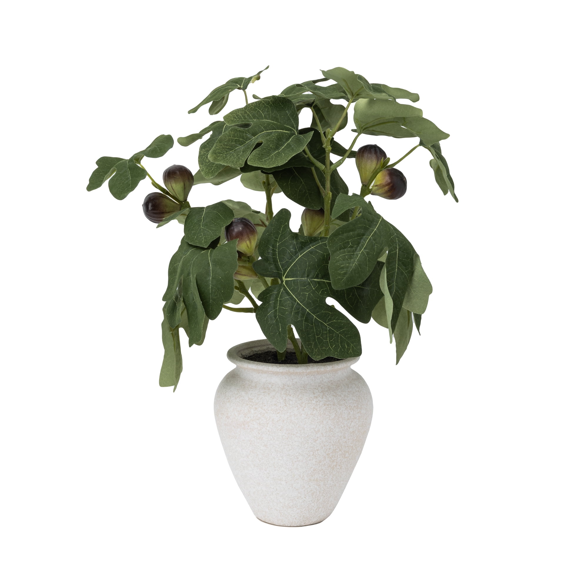 Better Homes & Gardens Artificial Fig Leaf in Tan Ceramic Vase, 13"
