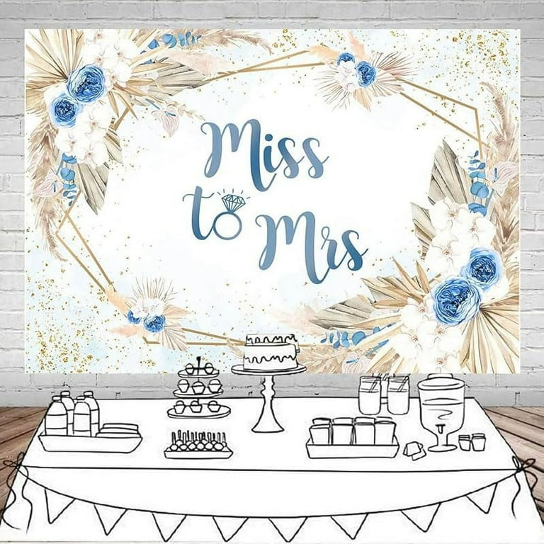 Miss To Mrs Bridal Shower Backdrop - Polyester Floral Photography Background With Pink Flowers And Green Boho Leaves For Engagement, Wedding, Party Decorations, Photo Booth Studio Props