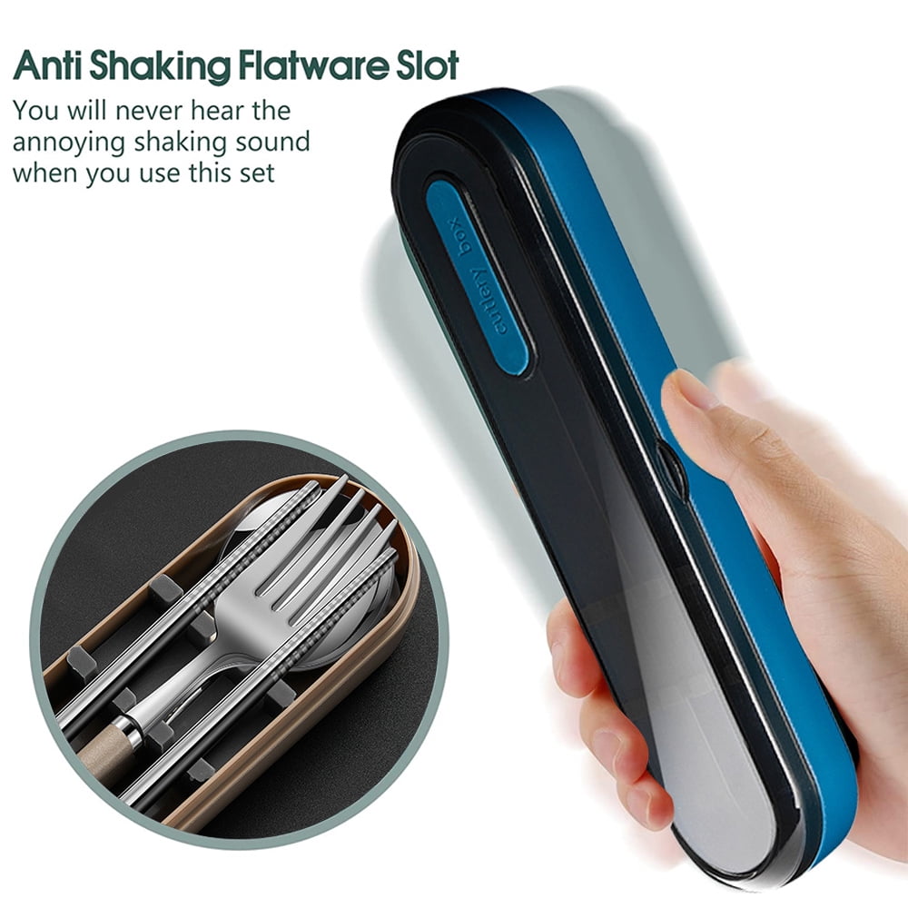 Reusable stainless steel travel cutlery, utensils set with case