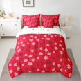 thumbnail image 2 of Homewish Kawaii Christmas Snowflake 7-Piece Bedding Comforter Set,Merry Xmas King Bedding Sets,Red White Bed Sheets For Kids,Luxury Bedroom Decor Reversible, 2 of 8