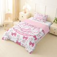 thumbnail image 2 of spefrowx Cute Pearl Shell Twin Comforter Sets for Kids, Pink Princess Bow Coral Bedding Set, Pink Reversible, 2 Pieces, 1 Comforter and 1 Pillowcase, 2 of 6