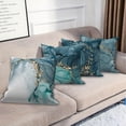 thumbnail image 3 of Dashan Teal Marble Throw Pillow Covers 20x20 Set of 4,Turquoise Pillow Cases for Bedroom Sofa Couch, 3 of 6