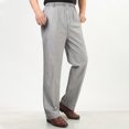 thumbnail image 2 of Chiccall Mens Oversized Cotton Linen Dress Pants Casual Elastic Waist Pocket Loose Summer Vacation Beach Trousers Gray 2XL, 2 of 5