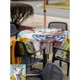 thumbnail image 5 of Outdoor Tablecloth with Umbrella Hole for Patio/Picnic/Party/Camping, Cute Pig Waterproof Table Cloth Square Cover Washable, Yellow Sunflowers Blue Wooden Vintage Art (60"x 60"), 5 of 8