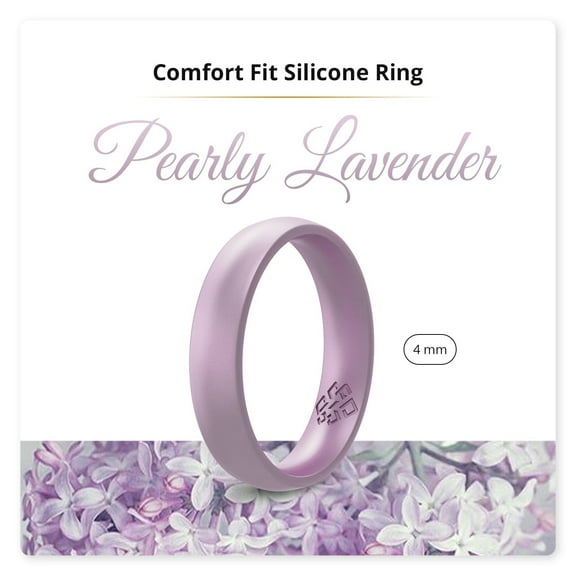 Lavender Purple - Pearly Breathable Silicone Ring For Women 4mm Bandwidth