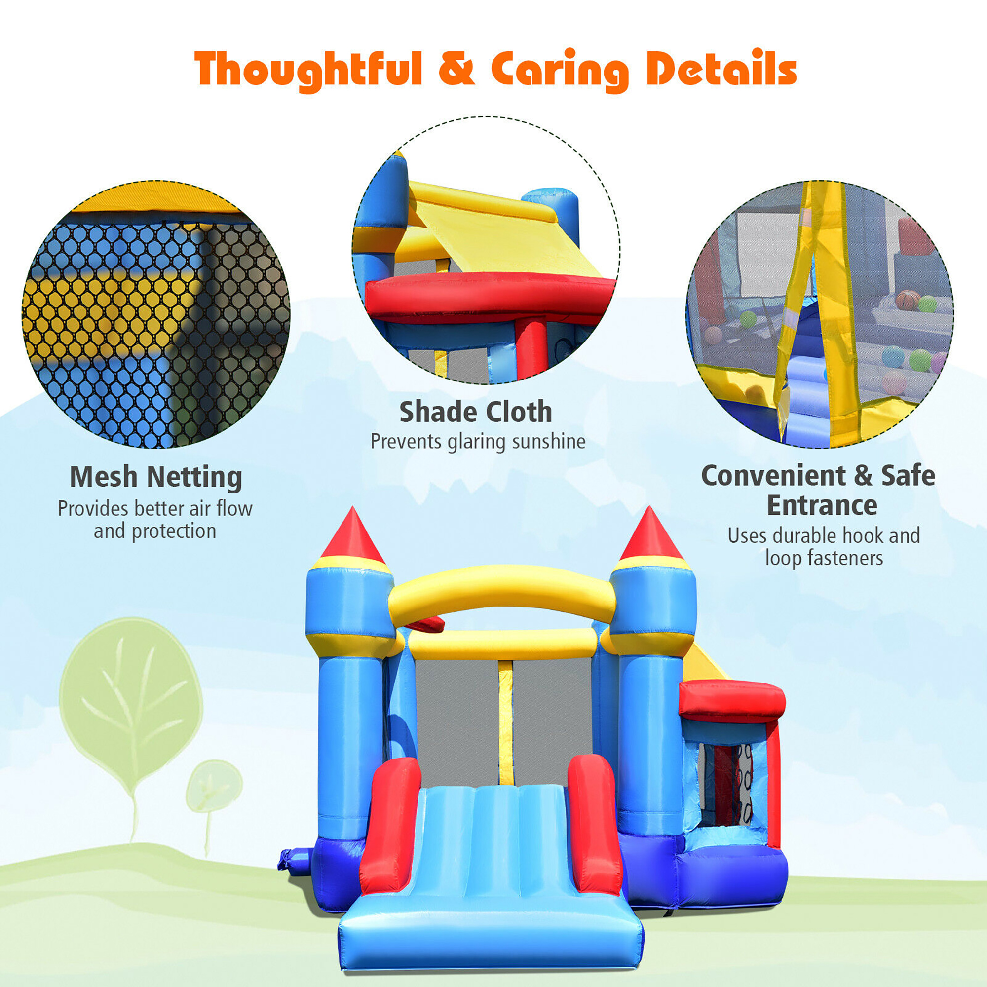 Costway InflatableBounce House Castle Slide Bouncer Kids Shooting Net/Without Blower