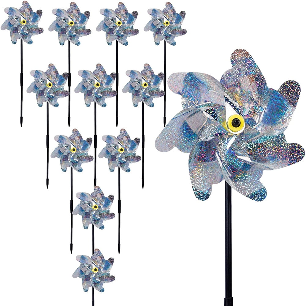 10 PCS Bird Blinder Repellent Pinwheels,Sparkling Pinwheels Have a