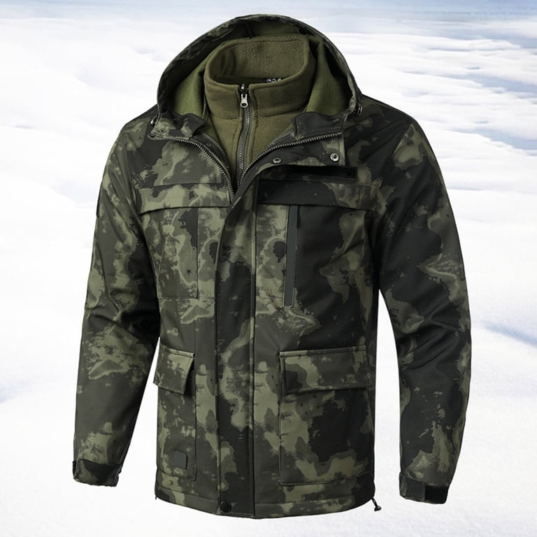 WTOBBY Men's 3-in-1 Double Layer Fleece Jacket, Cold Proof