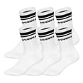 thumbnail image 1 of HUDDLE Calcetines Unisex, pack de 6 – Doble raya, logo, crew, calcetines deportivos, color liso Blanco 35-38, 1 of 3