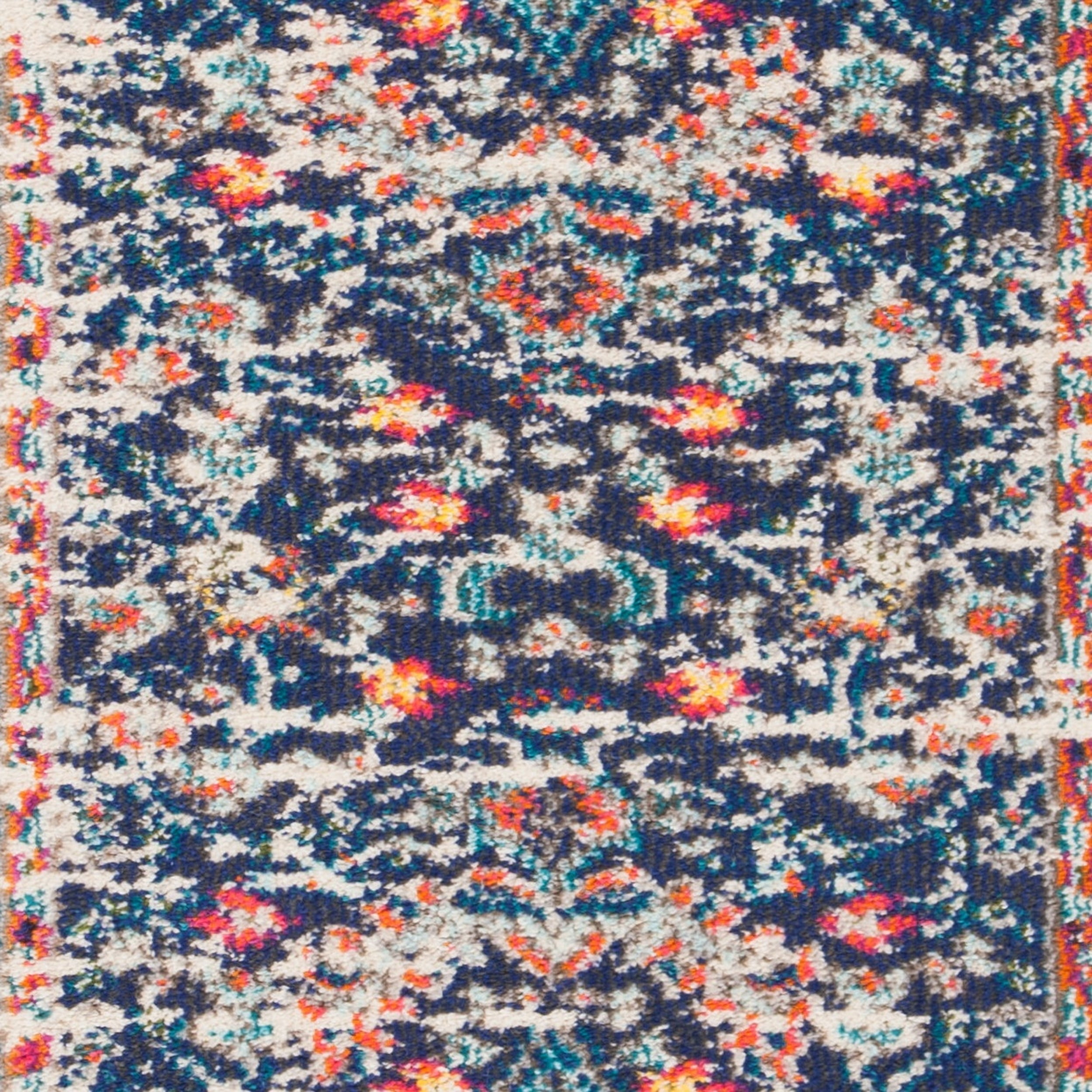 SAFAVIEH Madison Joandra Vintage Floral Runner Rug, Black/Teal, 2'2" x 20'