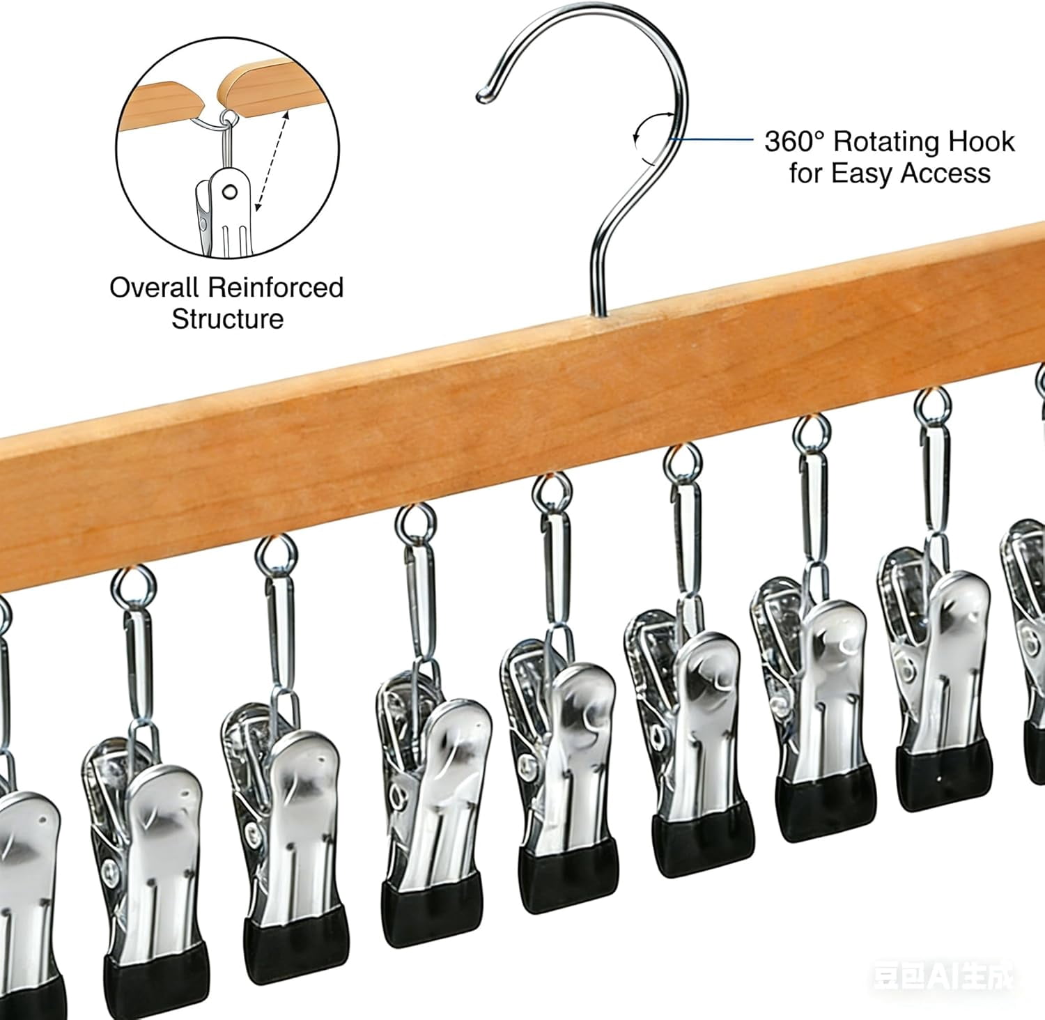 Closet Organizer with 10 Clips,Hat Hangers for Closet,360° Swivel Big Hook Closet Organizer and Storage,Fits All Caps & Pants,
