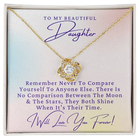 The Perfect Your Daughter, Beautiful Necklace, A Heartfelt Keepsake From Mom, Dad, Grandparents, Message Card and Box, White Love Knot Necklace