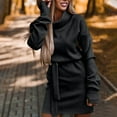 thumbnail image 1 of Birdeem Robe Confortable pour Femme, Couleur Unie, Ceinture, Manches Longues, Mode, Déplacement, Automne, 1 of 1