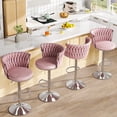thumbnail image 5 of AWQM Swivel Bar Stool Set of 4, Velvet Upholstered Barstools , Adjustable Counter Height Barstools Kitchen Island Chairs, Bar Chairs Counter Stool with Back & Footrest, Pink, 5 of 6