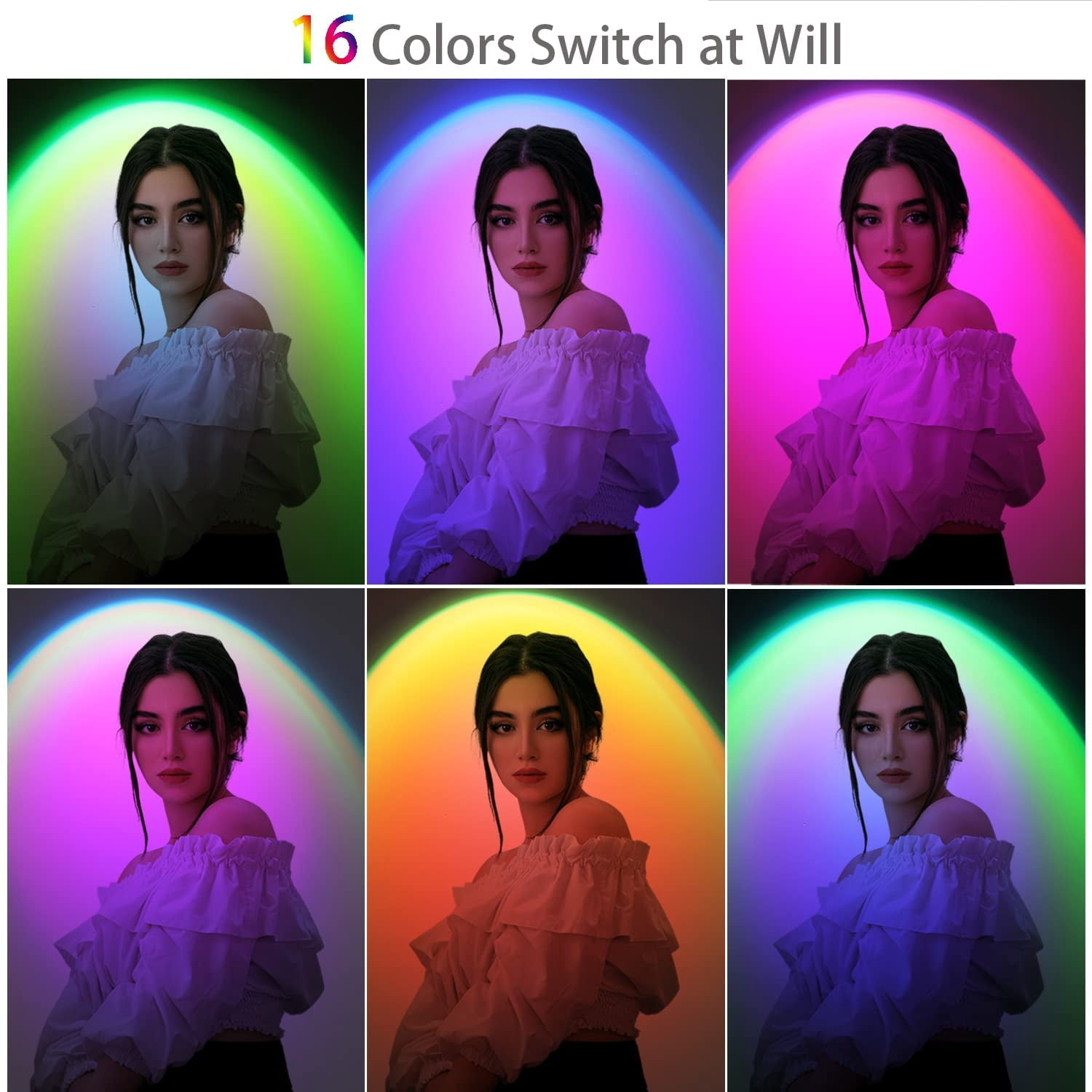 Sunset Projection Lamp Multiple 16 Colors Remote Control 360 Degree Rotation Sunset Light