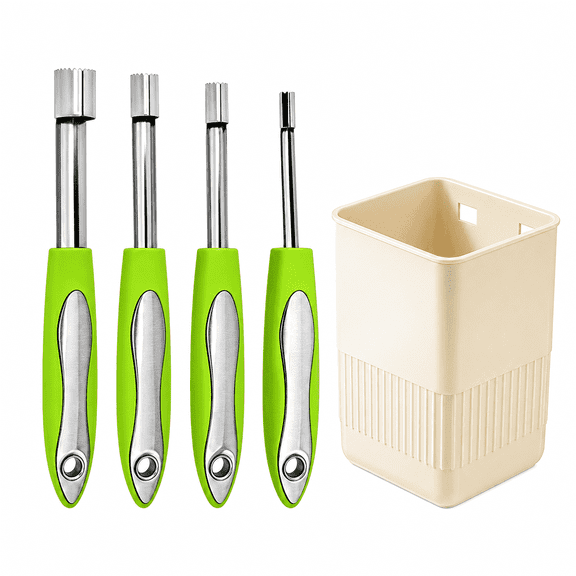 4 Sizes Apple Corer Set, Fruit Corer And Pitter With Comfortable Rubber Handle, For Apples, Pears, Cherries, Jujubes And Red Dates