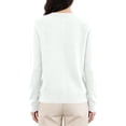 thumbnail image 5 of Resicozy Womens Cropped Cardigan Sweaters Lightweight Crew Neck Button Down Cardigans Open Front Long Sleeve Sweater White XL, 5 of 6