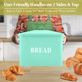 thumbnail image 5 of Bread Box for Kitchen Countertop, Vesteel Metal Bread Bin Holder for Modern Classic Farmhouse, Extra Large & High Capacity Storage Container - 13" x 9.8" x 7.3" - Holds 2+ Loaves, Turquoise, 5 of 7