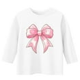 thumbnail image 3 of Ugoldhm Shirts for Girls Bow Print Crewneck Casual Tops 3/4 Sleeve Blouse for 3-12 Years, 3 of 4